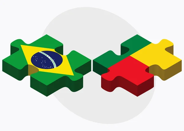 Brazil and Benin Flags — Stock Vector