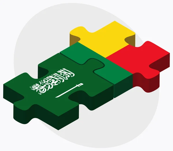 Suudi Arabistan ve Benin bayrakları — Stok Vektör