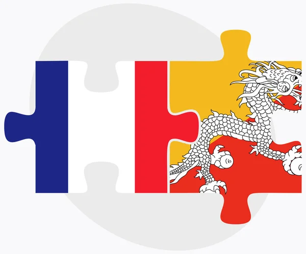 Bandiere Francia e Bhutan — Vettoriale Stock