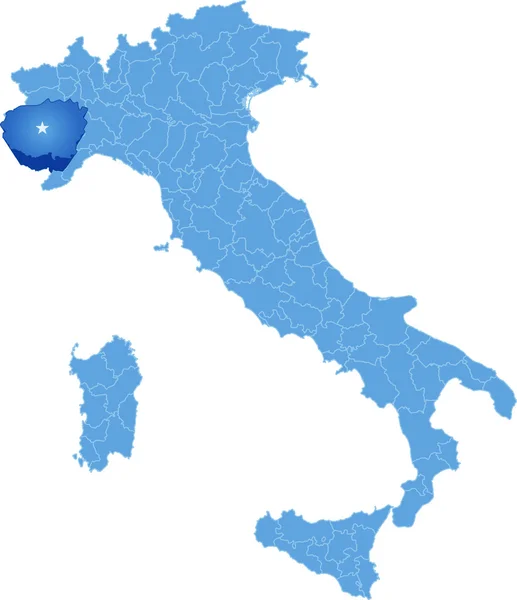 Mapa de Italia, Cuneo — Vector de stock