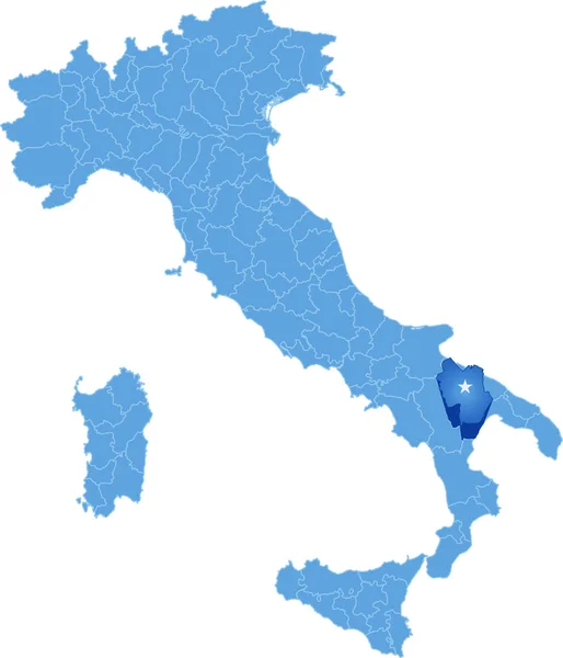 Mapa de Italia, Matera — Vector de stock