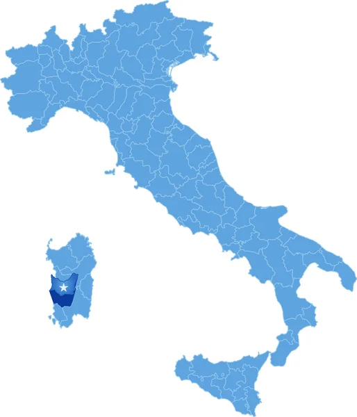 Mapa de Italia, Medio Campidano — Archivo Imágenes Vectoriales