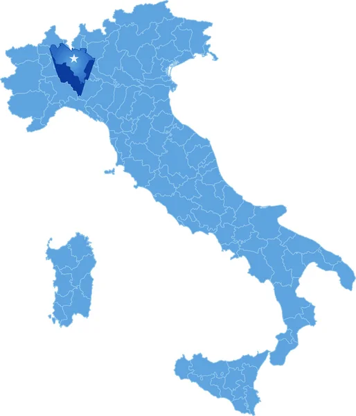 Mapa da Itália, Pavia — Vetor de Stock