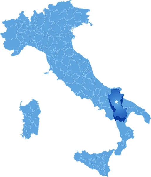 Mappa dell'Italia, Potenza — Vettoriale Stock
