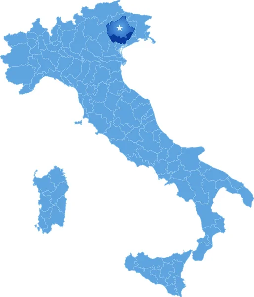 Mappa dell'Italia, Treviso — Vettoriale Stock