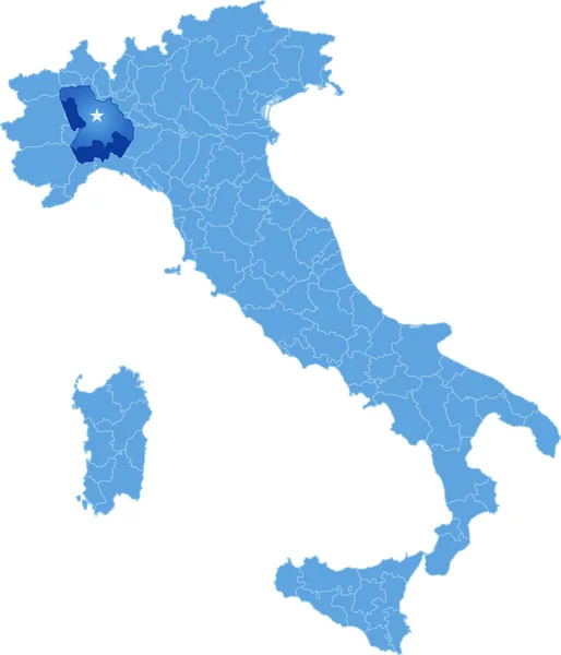 Mapa Itálie, provincie Alessandria — Stockový vektor