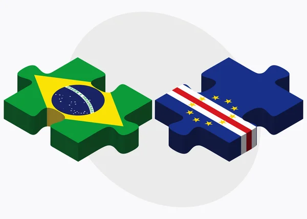 Brazilië en Cabo Verde vlaggen — Stockvector