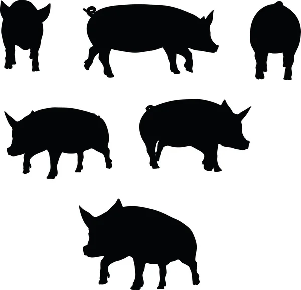 Image vectorielle de silhouette de porc — Image vectorielle