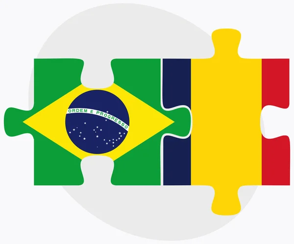 Brasil e bandeiras chad — Vetor de Stock