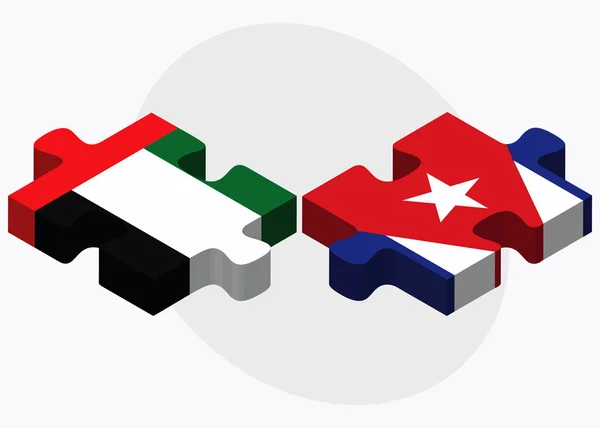 Vereinigte arabische Emirate und kubanische Flaggen — Stockvektor