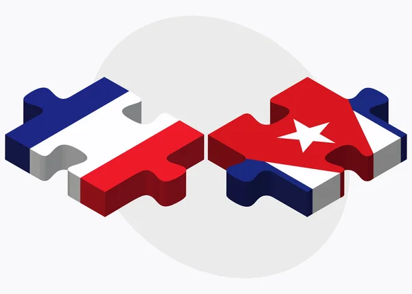 Drapeaux France et Cuba — Image vectorielle