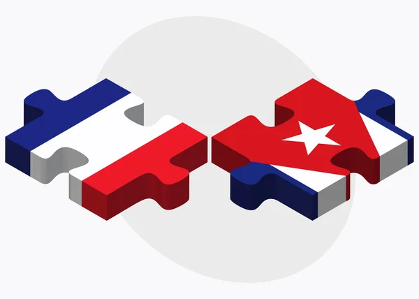 Banderas de Francia y Cuba — Vector de stock