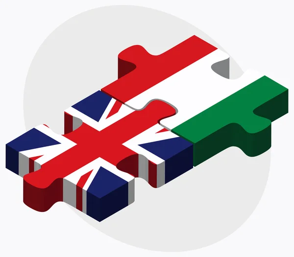 Verenigd Koninkrijk en Hongarije vlaggen — Stockvector