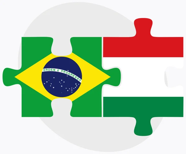 Brazilië en Hongarije vlaggen — Stockvector
