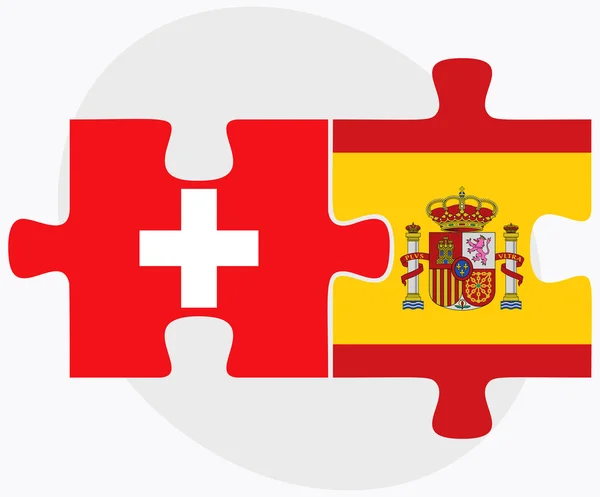 Banderas de Suiza y España — Archivo Imágenes Vectoriales