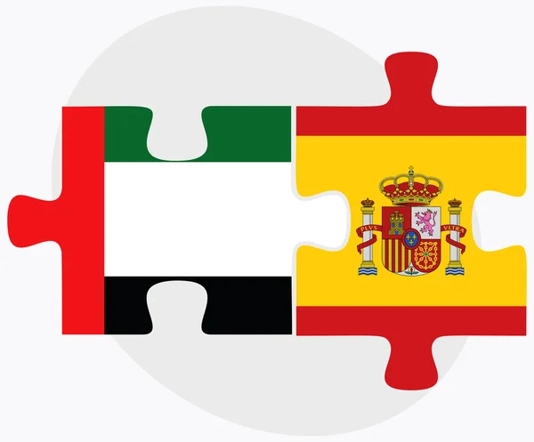 Émirats arabes unis et drapeaux d'Espagne — Image vectorielle