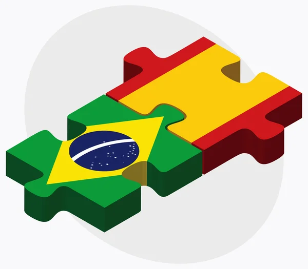 Banderas de Brasil y España — Archivo Imágenes Vectoriales