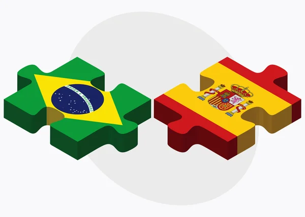 Banderas de Brasil y España — Archivo Imágenes Vectoriales