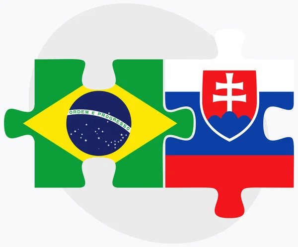 Brasile e Slovacchia Bandiere in puzzle — Vettoriale Stock