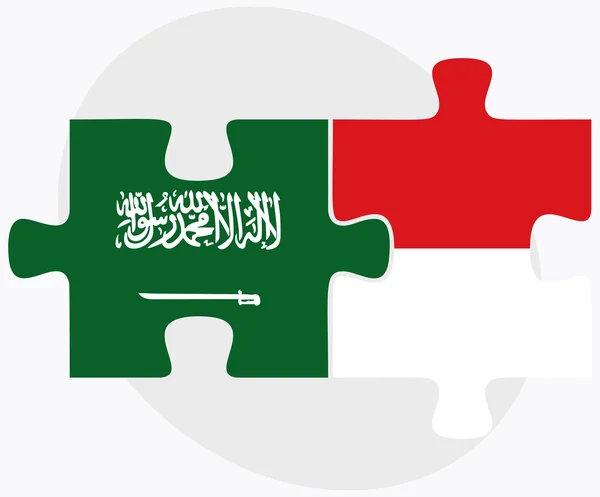 Saudi Arabia and Monaco Flags — Stock Vector