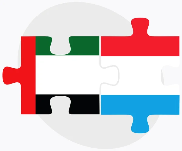 Emiratos Árabes Unidos y Banderas de Luxemburgo — Vector de stock