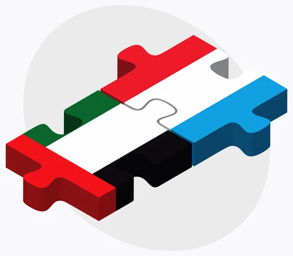 Vereinte arabische Emirate und luxemburgische Flaggen — Stockvektor