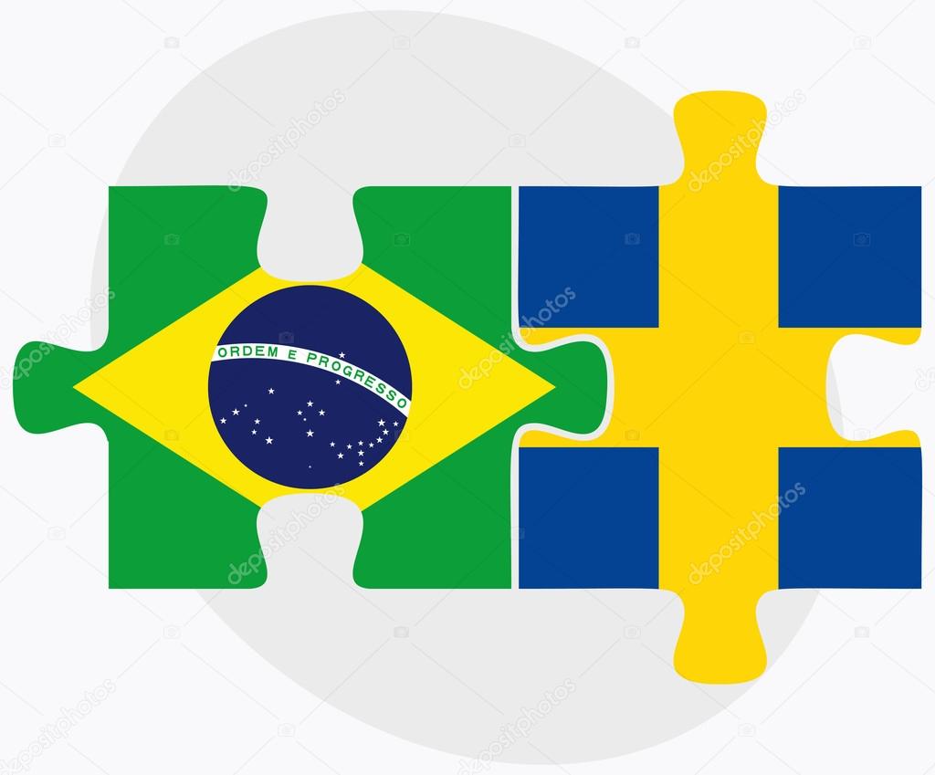 Brazil and Sweden Flags
