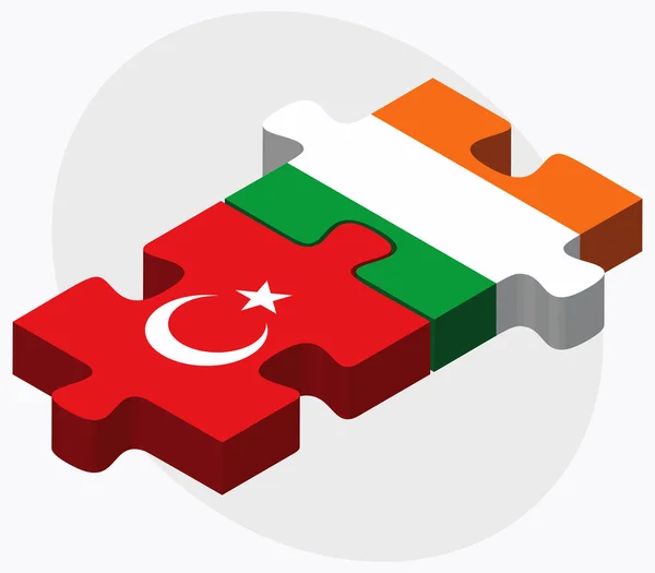 Turkiet och Irland flaggor — Stock vektor