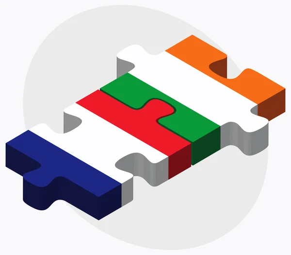 Frankrijk en Ierland vlaggen — Stockvector