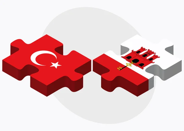 Turkije en Gibraltar vlaggen — Stockvector