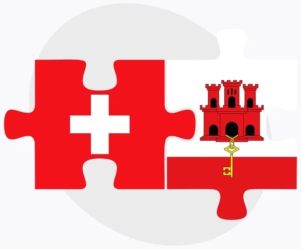 Banderas de Suiza y Gibraltar — Vector de stock