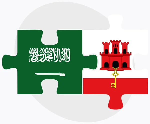 Drapeaux d'Arabie saoudite et de Gibraltar — Image vectorielle