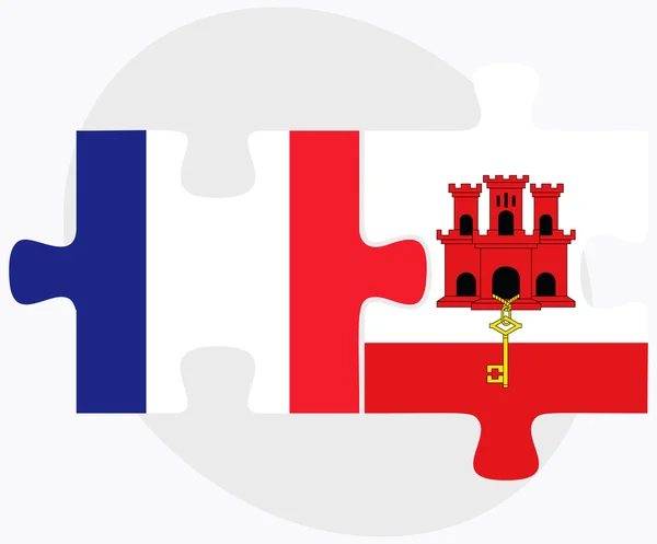 Banderas de Francia y Gibraltar — Vector de stock