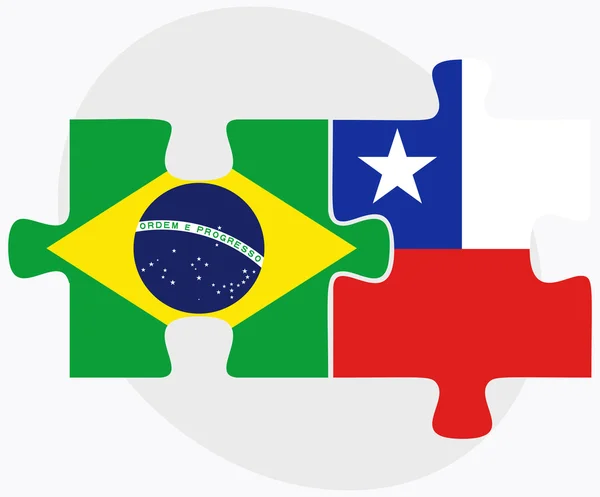 Banderas de Brasil y Chile — Vector de stock