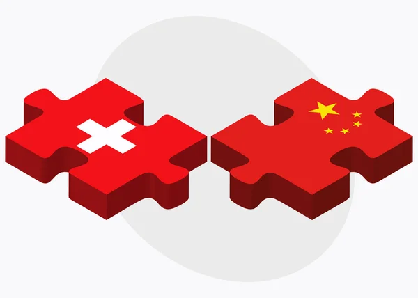 Zwitserland en China vlaggen — Stockvector