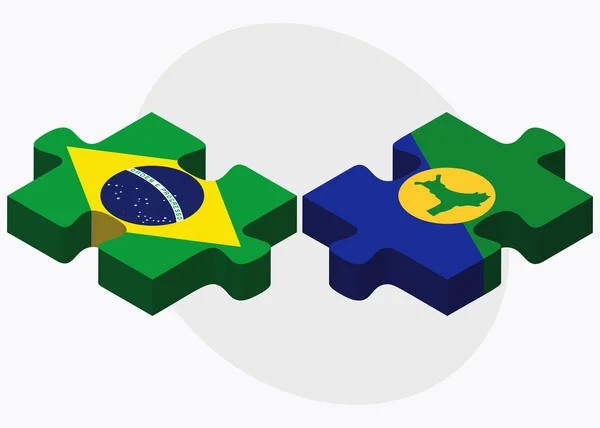 Banderas de Brasil e Isla de Navidad — Vector de stock