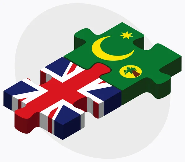 联合王国和科科斯 (基林) 群岛旗帜 — 图库矢量图片