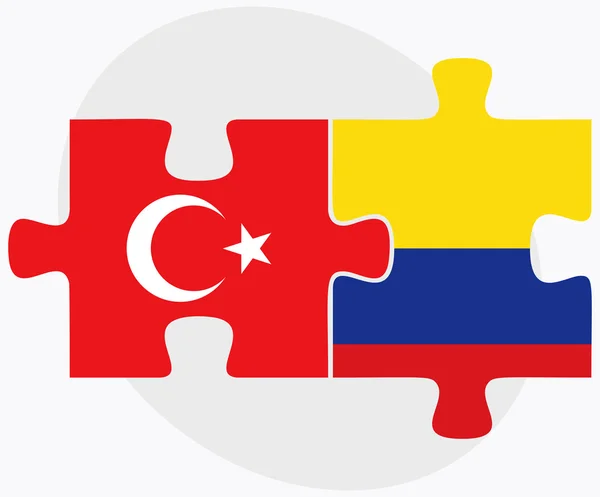 Turkije en Colombia vlaggen — Stockvector