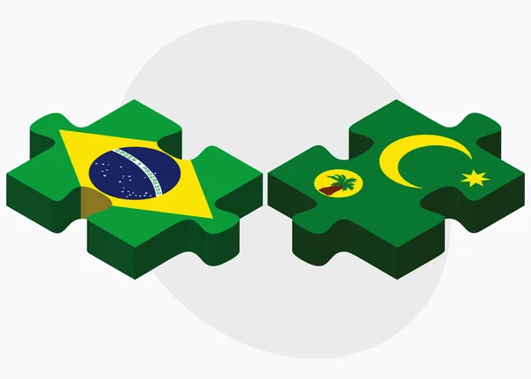 Bandeiras do Brasil e Ilhas Cocos (Keeling) — Vetor de Stock