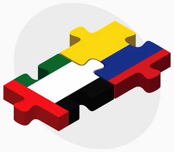 Förenade Arabemiraten och Colombia flaggor — Stock vektor
