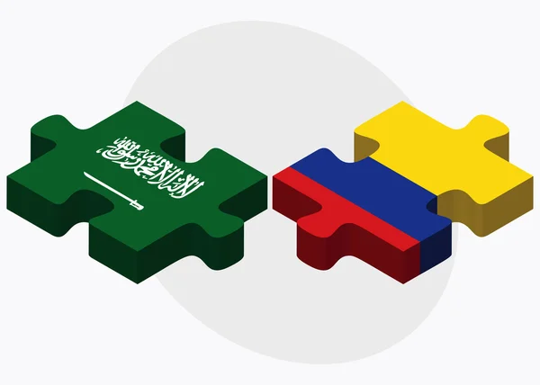 Banderas de Arabia Saudita y Colombia — Vector de stock