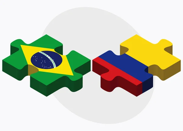 Brasilien och Colombia flaggor — Stock vektor