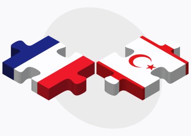 Fransa ve Kuzey Kıbrıs Türk Cumhuriyeti bayrakları