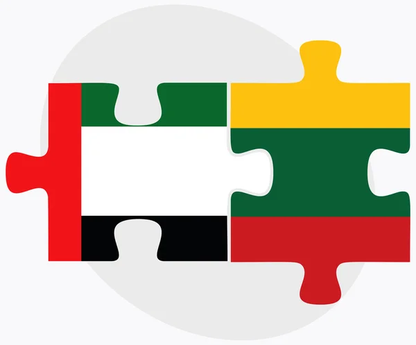 Zjednoczone Emiraty Arabskie i Litwa flagi — Wektor stockowy