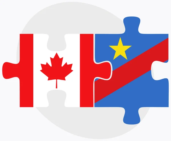 Canada and Democratic Republic Congo Flags — Stock Vector