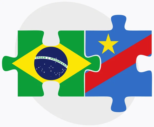 Brazilië en de Democratische Republiek Congo vlaggen — Stockvector