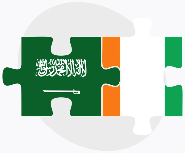 Arabia Saudyjska i Wybrzeże Kości Słoniowej wyspa flagi — Wektor stockowy