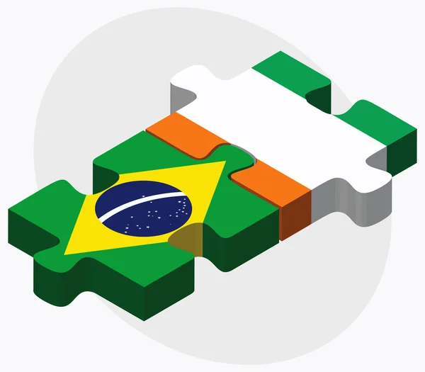 Bandeiras do Brasil e da Costa do Marfim — Vetor de Stock