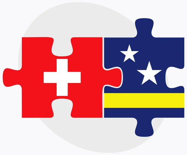 Bandiere Svizzera e Curacao — Vettoriale Stock