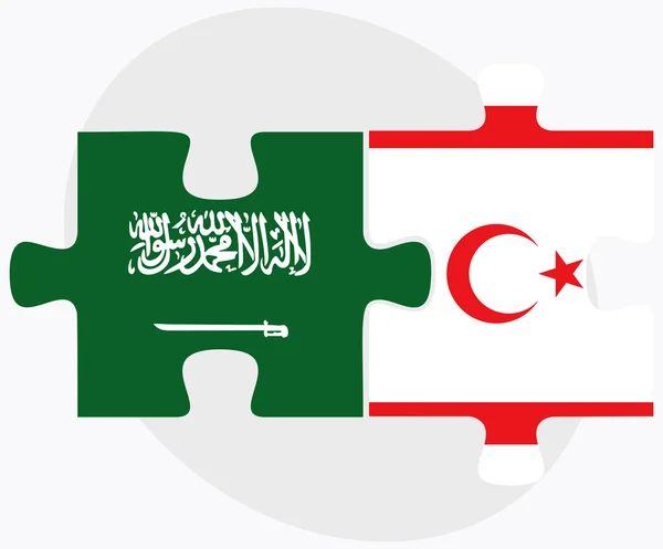 Suudi Arabistan ve Kuzey Kıbrıs Türk Cumhuriyeti bayrakları — Stok Vektör